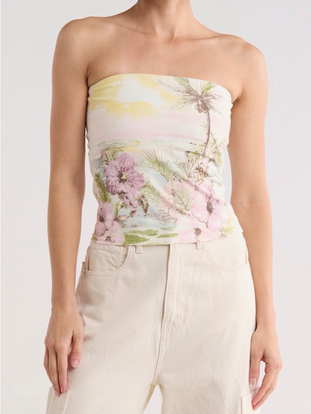 Vinyl Icons Pastel Tropical Strapless Tube Top